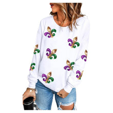 Load image into Gallery viewer, Mardi Gras Fleur de Lis Sequins Pullover Sweater
