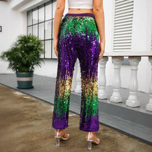 Load image into Gallery viewer, Mardi Gras Color Block Sequins Pants
