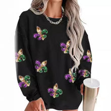 Load image into Gallery viewer, Glitter Mardi Gras Fleur de Lis Sequins Sweatshirt
