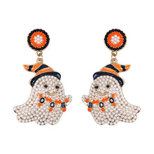 Load image into Gallery viewer, Spooky Chic Halloween &quot;&quot;BOO&quot;&quot; Bead Ghost Drop Earrings
