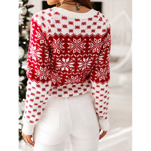 Load image into Gallery viewer, Christmas Snowflake Long Sleeve Crew Neck Pullover Sweater
