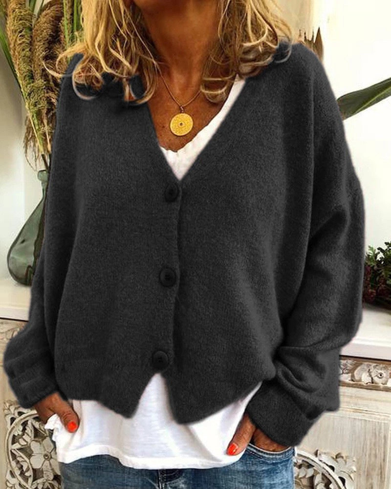 Simple Long Sleeve Button Down Cardigan