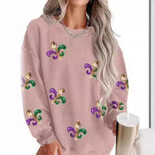 Load image into Gallery viewer, Glitter Mardi Gras Fleur de Lis Sequins Sweatshirt
