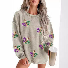 Load image into Gallery viewer, Glitter Mardi Gras Fleur de Lis Sequins Sweatshirt
