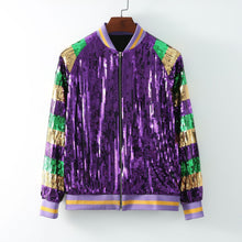 Load image into Gallery viewer, Sparkly Long Sleeve Trendy Party Club Mardi Gras Zipper Jacket
