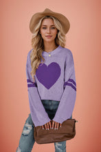 Load image into Gallery viewer, Valentines Heart  Long Sleeve Crew Neck Chunky Knitted Pullover Ribbed Sweater
