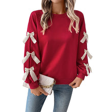 Load image into Gallery viewer, Red Lace Bow Pullover Sweatshirt
