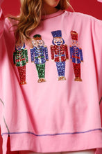 Load image into Gallery viewer, Sequin Christmas Nutcracker Round Neck Sweatshirt
