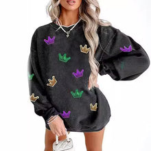 Load image into Gallery viewer, Glitter Mardi Gras Fleur de Lis Sequins Sweatshirt
