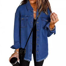 Load image into Gallery viewer, Casual Buttons Down Distressed Denim Jacket
