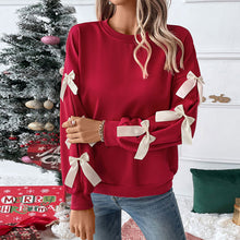 Load image into Gallery viewer, Red Lace Bow Pullover Sweatshirt
