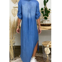 Load image into Gallery viewer, Washe Collar Maxi Denim Dress
