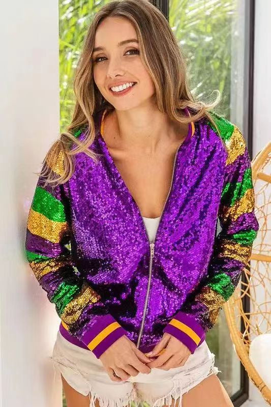 mardi gras zipper hoodie