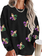 Load image into Gallery viewer, Glitter Mardi Gras Fleur de Lis Sequins Sweatshirt
