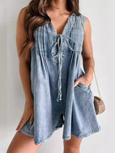 Load image into Gallery viewer, Sleeveless V-neck Babydoll Denim Romper
