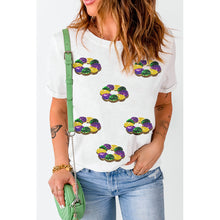 Load image into Gallery viewer, Mardi Gras Sequin Crew Neck T-shirt
