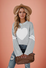 Load image into Gallery viewer, Valentines Heart  Long Sleeve Crew Neck Chunky Knitted Pullover Ribbed Sweater
