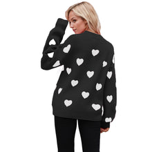 Load image into Gallery viewer, Heart Pattern Lantern Sleeve Round Neck Sweater
