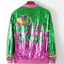 Load image into Gallery viewer, Sequenced Mardi Gras Comedy Tragedy Jacket
