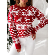 Load image into Gallery viewer, Christmas Elk Snowflake Heart Long Sleeves Knitted Sweater
