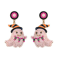 Load image into Gallery viewer, Spooky Chic Halloween &quot;&quot;BOO&quot;&quot; Bead Ghost Drop Earrings
