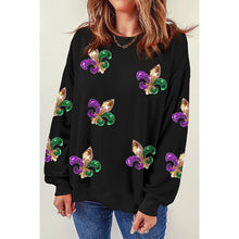 Load image into Gallery viewer, Mardi Gras Fleur de Lis Sequins Pullover Sweater
