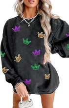 Load image into Gallery viewer, Glitter Mardi Gras Fleur de Lis Sequins Sweatshirt
