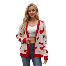 Load image into Gallery viewer, Heart Button Up Dropped Shoulder Long Sleeve Cardigan
