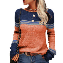 Load image into Gallery viewer, Colorblock Pullover Sweaters Round Neck Striped Slim Fitting Knitwear
