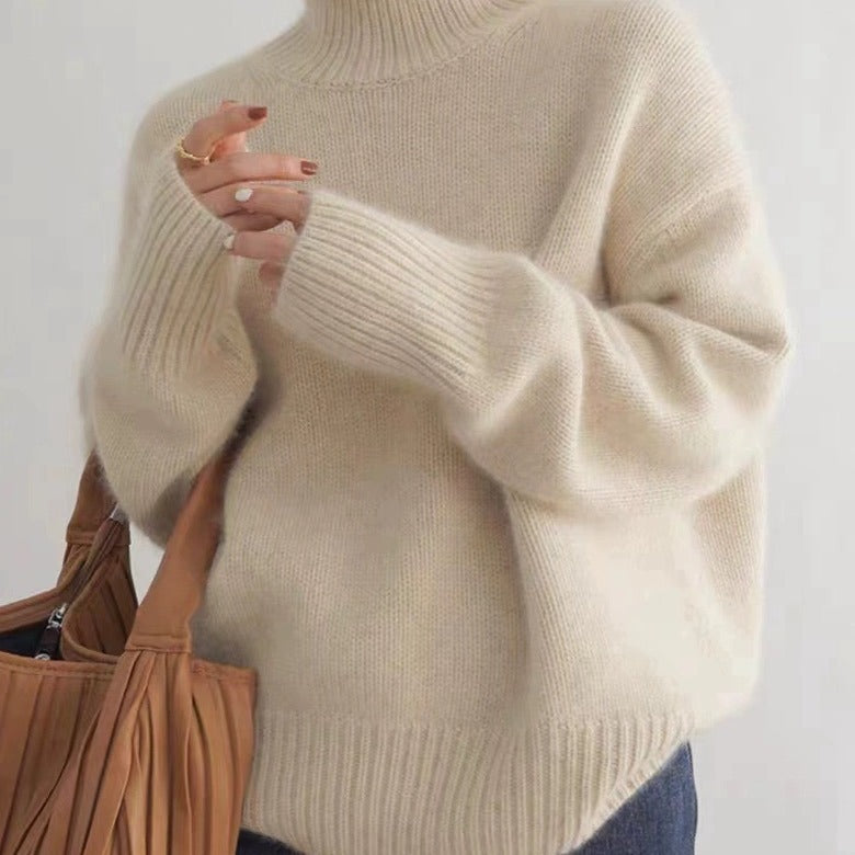 Lazy Warm Simple Turtleneck Sweater knitted Pullover