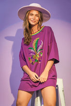 Load image into Gallery viewer, Mardi Gras Sequin T-Shirt Dress
