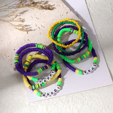 Load image into Gallery viewer, Happy Mardi Gras Beaded Layered Bracelet Set
