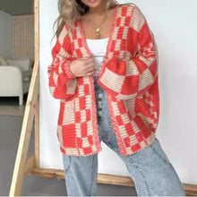 Load image into Gallery viewer, Casual Plaid Loose Knitted Outerwear Cardigan
