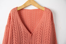 Load image into Gallery viewer, Pink V-neck Long Sleeve Buttons Down Sweater
