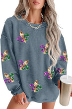 Load image into Gallery viewer, Glitter Mardi Gras Fleur de Lis Sequins Sweatshirt
