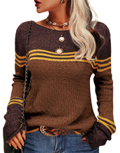 Load image into Gallery viewer, Colorblock Pullover Sweaters Round Neck Striped Slim Fitting Knitwear
