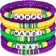 Load image into Gallery viewer, Happy Mardi Gras Beaded Layered Bracelet Set
