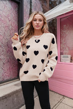 Load image into Gallery viewer, Heart Pattern Lantern Sleeve Round Neck Sweater
