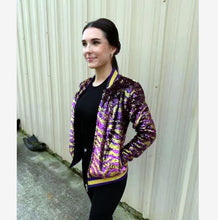 Load image into Gallery viewer, Mardi Gras Sequins Bomber Jacket
