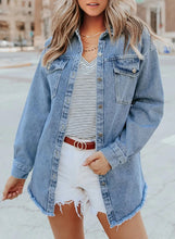 Load image into Gallery viewer, Casual Buttons Down Distressed Denim Jacket
