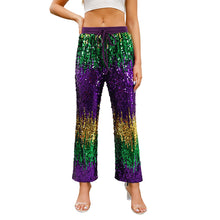 Load image into Gallery viewer, Mardi Gras Color Block Sequins Pants
