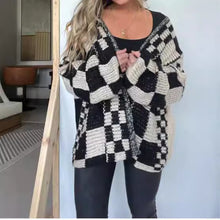 Load image into Gallery viewer, Casual Plaid Loose Knitted Outerwear Cardigan
