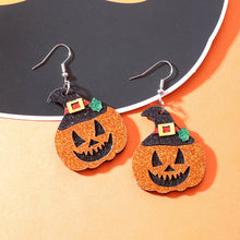 Load image into Gallery viewer, Gold Flame Halloween Pumpkin Dangle Earrings
