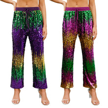 Load image into Gallery viewer, Mardi Gras Color Block Sequins Pants
