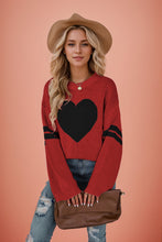 Load image into Gallery viewer, Valentines Heart  Long Sleeve Crew Neck Chunky Knitted Pullover Ribbed Sweater
