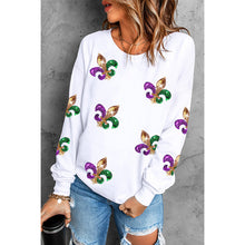 Load image into Gallery viewer, Mardi Gras Fleur de Lis Sequins Pullover Sweater
