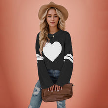 Load image into Gallery viewer, Valentines Heart  Long Sleeve Crew Neck Chunky Knitted Pullover Ribbed Sweater
