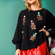 Load image into Gallery viewer, Christmas Gingerbread Man Sequined Long Sleeve Sweatshirt
