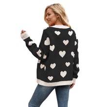 Load image into Gallery viewer, Heart Button Up Dropped Shoulder Long Sleeve Cardigan
