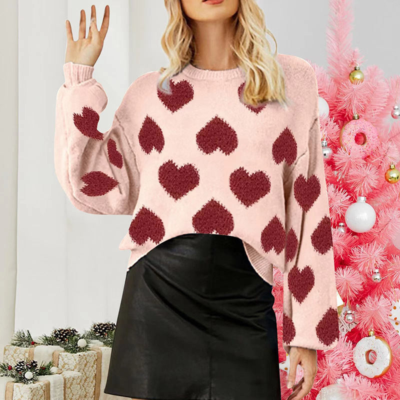 Pullover Sweaters Valentine'S Day Cute Love Pattern Knit Sweater